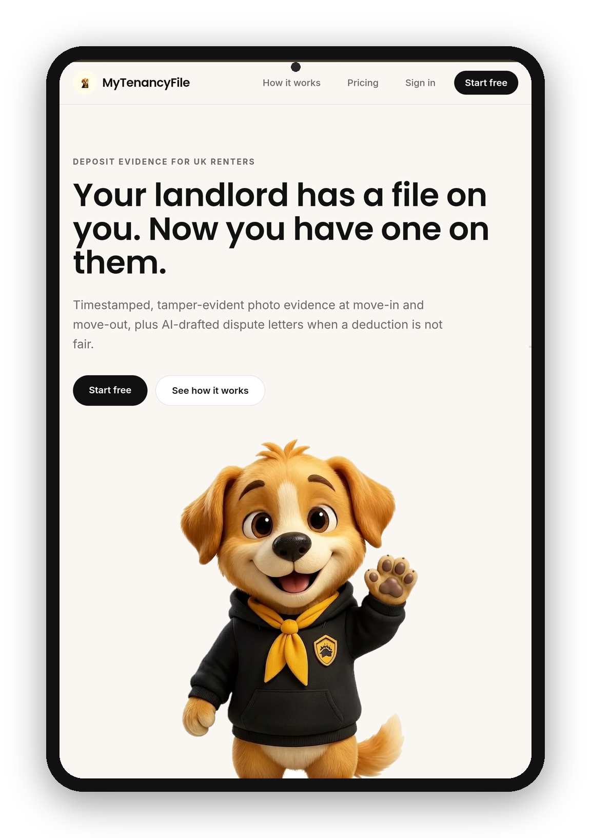 MyTenancyFile tenancy documents tool on a mobile device